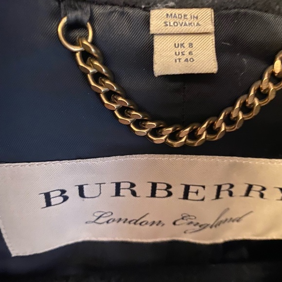 Burberry coat/ black with a beautiful plaid collar/ size 6